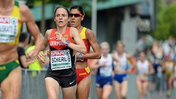 Halbmarathonläuferin Anja Scherl bei den Europameisterschaften in Amsterdam.