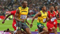 Usain Bolt im Finale des 100 m Laufs © dpa - Bildfunk Foto: Michael Kappeler