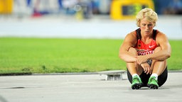 Christina Obergföll wird bei der Leichtathletik-Weltmeisterschaft 2011 in Daegu Vierte. © picture alliance / dpa Foto: Rainer Jensen