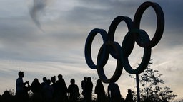 Im Zeichen der Spiele: Olympische Ringe in London © dpa - Bildfunk Foto: Christian Charisius