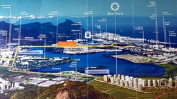Übersicht über die Lage vom Olympiapark und Olympiadorf in Rio de Janeiro. © picture alliance / dpa Foto: Georg Ismar
