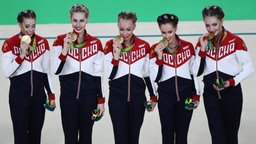 Russland holt Gold in der Rhythmischen Sportgymnastik © dpa-Bildfunk Foto: How Hwee Young