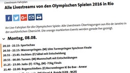 Livestreamübersicht bei sportschau.de/olympia © ARD Foto: Screenshot