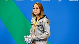 Deutschlands Schwimmerin Maike Naomi Schnittger freut sich über Silber. © Uli Gasper / DBS Foto: Uli Gasper