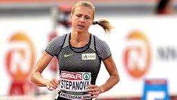Julia Stepanowa bei der Leichtathletik-EM in Amsterdam © imago/Pressefoto Baumann 