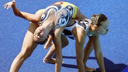 Die chinesischen Synchronschwimmerinnen Huang Xuechen und Sun Wenyan im Aquatics Center in Rio de Janeiro © dpa - Bildfunk