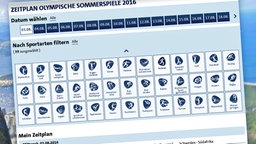 Screenshot: Olympia-Zeitplan 2016 bei sportschau.de © NDR 