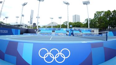 Ein Tennisplatz im Ariake Tennis Center in Tokio. © IMAGO / Action Plus 