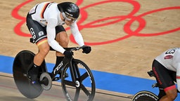 Der deutsche Bahnrad-Fahrer Maximilian Levy in Aktion bei den Olympischen Spielen. © dpa bildfunk Foto: Sebastian Gollnow