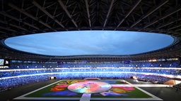 Blick auf Olympia Stadion in Tokio vor der Schlussfeier © IMAGO / ZUMA Wire Foto: Mickael Chavet