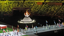 Die Abschluss-Zeremonie im Olympischen Stadion in Tokio © IMAGO / ITAR-TASS Foto: Sergei Bobylev