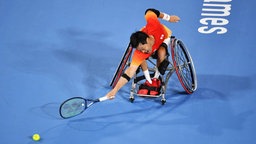 Der japanische Rollstuhltennisspieler Shingo Kunieda in Aktion © imago images/Kyodo News Foto: Marcus Brandt