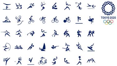Sportarten-Piktogramme für die Olympischen Spiele 2020 in Tokio. © TOCOG 