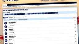 Screenshot: Olympia-Zeitplan 2021 bei sportschau.de © NDR 