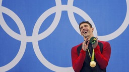 US-Schwimmer Michael Phelps lacht. © DPA Picture Alliance Foto: Patrick B. Kraemer